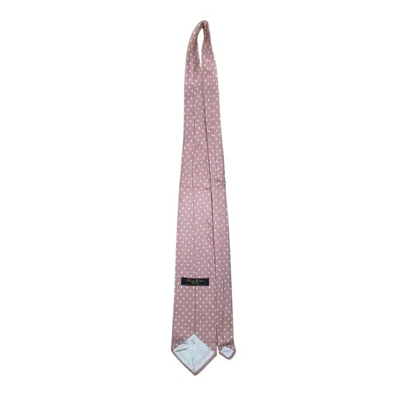 Vintage Brooks Brothers Pink & White Polka Dot Silk Necktie - Picture 5 of 7